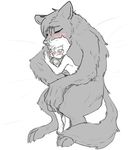  blush breasts canine eyes_closed female hug human larger_female male mammal nobby nude size_difference smaller_male were werewolf 