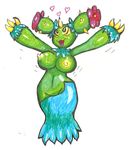  &lt;3 big_breasts breasts cactus cactuscacti female huge_breasts maractus nintendo nipples pok&eacute;mon simple_background traditional_media_(artwork) video_games yellow_nipples 