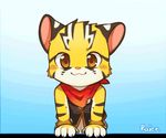  animated anthro brown_eyes clothed clothing cub feline fur looking_at_viewer male mammal orange_fur raier scarf smile solo unrealplace young 
