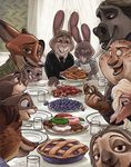  2016 antelope anthro benjamin_clawhauser bonnie_hopps bovine buffalo canine cheetah chief_bogo clothing disney emmitt_otterton feline female flash_slothmore food fox fur gazelle gazelle_(zootopia) gideon_grey judy_hopps lagomorph male mammal mrs._otterton mustelid nick_wilde otter rabbit sloth stu_hopps zootopia 