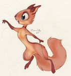  2015 anthro blue_eyes brown_fur digitigrade eyelashes female fluffy fluffy_tail fur mammal nude open_mouth rodent simple_background solo squirrel white_background wide_hips zenirix 