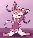  animal_genitalia animal_penis balls blush bottomless canine_penis clothed clothing eeveelution erection felino flat_colors front_view hoodie kneeling knot licking licking_lips looking_at_viewer male nintendo one_eye_closed penis pinup pok&eacute;mon pose raised_arm seductive signature solo spread_legs spreading sylveon tongue tongue_out video_games 