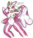  2016 anthro armpits breasts cactuscacti english_text female looking_at_viewer lurantis nintendo nipples pok&eacute;mon pussy simple_background solo text traditional_media_(artwork) video_games wide_hips 