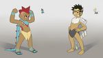  alternate_species arched_back barefoot cape clothed clothing cub flat_colors flexing footwear furfit gijinka human humanized looking_at_viewer male mammal mohawk multiple_images navel nintendo nipples opn_mouth pok&eacute;mon raised_arm sandals shota smile solo topless totodile unimpressed video_games young 