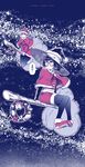  black_legwear blush boots braid breath broom broom_riding capelet christmas christmas_wreath closed_eyes dress fur_trim glasses hat highres long_hair monochrome multiple_girls nina-san_no_mahou_seikatsu open_mouth original pantyhose sack santa_costume smile snow takanashi_ringo witch_hat 