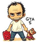  chibi copyright_name dirty_clothes facial_hair gas_can grand_theft_auto grand_theft_auto_v grin jerry_can kemuma lowres male_focus smile solo stubble stuffed_animal stuffed_toy teddy_bear trevor_philips 