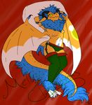  1_eye anthro blackfluffybunny breasts christmas clothing dragon female holidays looking_at_viewer naimi nipples pinup pose scalie simple_background solo 