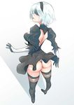  absurdres ass black_dress blindfold blue_hair breasts dress full_body hairband highres medium_breasts mole mole_under_mouth nier_(series) nier_automata panties short_hair solo thighs togin underwear white_panties yorha_no._2_type_b 