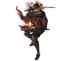  blonde_hair boots cape feathers full_body gloves granblue_fantasy hat lamp long_hair lucius_(granblue_fantasy) male_focus minaba_hideo official_art orange_eyes solo sword transparent_background weapon 