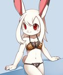  4_fingers anthro arthropod blush bra breasts butterfly clothing cub female fur insect lagomorph lingerie looking_away mammal navel rabbit red_eyes simple_background smile solo standing underwear unrealplace white_fur young 