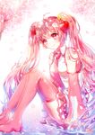  blush dress hatsune_miku long_hair pink_eyes pink_hair sakura tie twintails vocaloid yuki_miku 