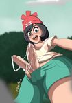  1girl black_eyes black_hair breasts cum erect_nipples erection extra_penises female_protagonist_(pokemon_sm) freako futanari hat nintendo nipples open_mouth penis pokemon pokemon_(game) pokemon_sm shorts smile solo uncensored 