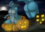  anthro ben300 big_butt blue_eyes breasts butt female halloween holidays legendary_pok&#233;mon looking_at_viewer lugia night nintendo nipples nude pok&#233;mon pok&#233;morph pokemon pumpkin pussy video_games 