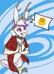  anthro antlers captainchaos clothed clothing collar emoji horn jewelry lagomorph male mammal necklace rabbit smile solo tongue tongue_out 