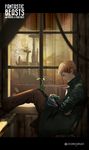  artist_name bird bowtruckle brown_hair cactus chair closed_eyes coat copyright_name creature fantastic_beasts_and_where_to_find_them jippei leaf male_focus newt_scamander occamy rock sitting thunderbird_(fantastic_beast) window 