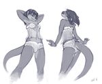  anthro clothed clothing female kylie_bevy lingerie mammal mustelid navel otter panties rear_view slate solo underwear 