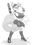  2016 anthro armpits balls big_balls big_breasts big_penis boots breast_expansion breasts bulge canine clothed clothing cosplay dickgirl edit eyewear footwear fox fur goggles gun hi_res huge_balls huge_penis intersex mammal metroid midriff miles_prower monochrome navel nintendo nipple_bulge nipples penis ranged_weapon samus_aran signature simple_background skimpy smile snao solo sonic_(series) video_games weapon white_fur 