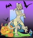  anthro bandage captainchaos drooling feline fur hair halloween holidays male mammal nude open_mouth saliva solo standing 