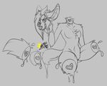  anthro blood canine captainchaos female gore horn mammal monochrome nude saliva solo thick_thighs tongue tongue_out 