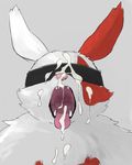  blindfold cum cum_on_face cum_on_muzzle fangs male nintendo open_mouth pink_nose pok&eacute;mon simple_background solo teeth tongue tongue_out video_games zangoose 栗兎 