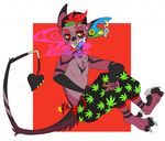  anthro captainchaos clothed clothing crux drugs furgonomics furry-specific_piercing male marijuana notched_ear piercing smoke solo tail_piercing 