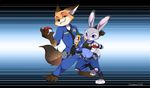 2016 action_pose alternate_version_available anthro barefoot buckteeth canine claws clothed clothing disney dogear218 duo female fox fur green_eyes grey_fur grin holding_object inner_ear_fluff judy_hopps lagomorph looking_at_viewer male mammal nick_wilde nintendo on_one_leg open_mouth open_smile pok&eacute;ball pok&eacute;mon police_uniform purple_eyes rabbit red_fur smile standing teeth toe_claws uniform video_games zootopia 