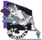 anthro captainchaos feline female looking_at_viewer lying mammal navel nipples nude on_back solo tiger watermark 