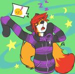  anthro canine captainchaos clothed clothing drooling emoji fox fur hair male mammal open_mouth saliva solo standing yawn 