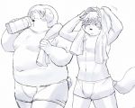  2017 anthro belly blush canine clothing dog duo male mammal moobs nipples overweight overweight_male simple_background solo sv_grart underwear white_background 
