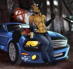  abs anthro canine captainchaos clothed clothing collar ford_mustang looking_at_viewer male mammal smile solo wide_hips 