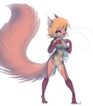  2015 anthro blonde_hair blue_eyes breasts brown_fur clothing digitigrade ear_piercing facial_piercing featureless_breasts featureless_crotch fluffy fluffy_tail fur hair mammal navel navel_piercing nude piercing rodent simple_background solo squirrel standing tasteful_nudity translucent transparent_clothing white_background wide_hips zenirix 
