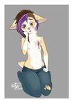  anthro blood blush canine captainchaos clothed clothing girly kneeling male mammal solo stitches tears thick_thighs wide_hips wounded 