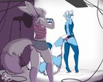  anthro bulge butt camera canine captainchaos clothed clothing crossdressing duo fennec fox male mammal panties red_panda smile standing underwear 