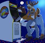  anthro anthro_on_anthro arcade arcade_machine balls bent_over big_balls big_breasts bracelet breasts bulge butt canine cervine cigarette clothed clothing cox cum deer digital_media_(artwork) distracted dripping duo edit erection fingering fox gideon huge_balls huge_breasts humanoid_penis hyper hyper_balls hyper_breasts hyper_penis intersex intersex/male jewelry male mammal orgasm pac-man_(series) penis precum public ruger video_games 