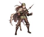  bandana belt boots brown_hair cape dagger feathers fingerless_gloves full_body fur_trim gloves granblue_fantasy gun long_hair male_focus minaba_hideo official_art orange_eyes scar solo transparent_background walder weapon 