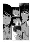  bad_id bad_pixiv_id blush comic couple greyscale hair_ribbon hetero highres kimi_no_na_wa kiss long_hair miyamizu_mitsuha monochrome ribbon saliva saliva_trail shanson2003 spoilers tachibana_taki 