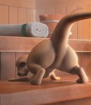  animated kazzypoof mammal mustelid otter presenting sauna towel 