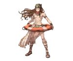  bandana bracelet brown_hair full_body goggles goggles_on_head granblue_fantasy innertube jewelry long_hair male_focus minaba_hideo official_art orange_eyes sandals scar shirtless solo transparent_background walder 