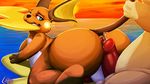  alolan_raichu anthro anthrofied anus balls barefoot big_butt bite butt cum cum_on_anus cum_on_penis cum_on_tail electricity erection from_behind_position holding_tail hot_dogging imminent_sex lapatte_(artist) looking_back lying male male/male mammal mouse nintendo on_front orgasm outside penis pok&eacute;mon presenting presenting_anus presenting_hindquarters raichu rodent sea sex slightly_chubby smile tail_biting video_games water 