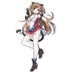  american_flag american_flag_print animal_ears ankle_boots arm_strap blue_eyes boots breasts brown_hair cat_ears cat_tail cleavage fingerless_gloves flag_print full_body girls_frontline gloves gun handgun heckler_&amp;_koch heterochromia high_heel_boots high_heels hk_mark_23 holding holding_gun holding_weapon long_hair looking_at_viewer medium_breasts mk_23_(girls_frontline) multicolored_hair official_art pink_hair pistol popped_collar red_eyes sheska_xue skirt solo streaked_hair tail thighhighs transparent_background trigger_discipline weapon white_legwear 