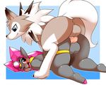  all_fours anal anal_penetration anthro anthro_on_feral backsack balls bestiality blush butt canine diancie doggystyle duo feral from_behind_position girly kloudmutt knot legendary_pok&eacute;mon lycanroc male male/male mammal midday_lycanroc nintendo penetration pok&eacute;mon sex video_games 