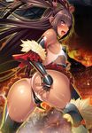  1girl aoi_nagisa_(artist) ass ass_grab bent_over boots butt_crack female huge_ass leotard lilith-soft long_hair looking_at_viewer looking_back magical_girl mizuki_yukikaze naughty_face nipples open_mouth pussy_juice saliva shiny shiny_skin skirt small_breasts solo taimanin_asagi taimanin_asagi_battle_arena taimanin_yukikaze tan tanline thong_leotard twintails 
