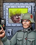  armor blonde_hair blue_eyes brown_fur canine clothing concentration_camp curt_sibling execution fur gas gas_chamber german grin hair happy helmet human imminent_death locked looking_through_window mammal medal military nazi nazi_uniform prisoner schutzstaffel swastika tongue tongue_out uniform unknown_artist white_skin window wolf 