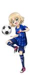  ball full_body girls_und_panzer highres j._league katyusha mito_hollyhock soccer soccer_ball soccer_uniform solo sportswear transparent_background waifu2x 