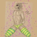  asriel_dreemurr boss_monster caprine clothing fur goat god_of_hyperdeath horn legwear long_ears male mammal simple_background solo thigh_highs undertale underwear video_games white_fur young 