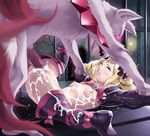  1girl blonde_hair blush bow breasts cum cum_in_pussy cum_on_breasts cum_on_hair cum_on_lower_body cum_on_upper_body drill_hair elise_(fire_emblem_if) fire_emblem fire_emblem_if hair_bow hair_ribbon long_hair nintendo on_back purple_eyes rape ribbon sex small_breasts spread_legs thor_(deep_rising) torn_clothes twin_drills twintails vaginal very_long_hair 