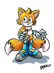  canine clothing fox fur gloves male mammal orange_fur simple_background skye_prower smile sonic_(series) sonic_seris white_background young 