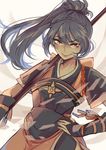  blue_hair duplicate fire_emblem fire_emblem_if japanese_clothes long_hair naginata oboro_(fire_emblem_if) pemu_(greeentii) polearm ponytail red_eyes solo weapon 