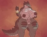  2016 anthro big_breasts bottle breast_expansion breasts female hand_on_breast invalid_tag kobold markings nipples nude pussy scalie signirsol slightly_chubby solo tattoo vial 