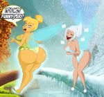  absurd_res big_breasts big_butt breasts butt cleavage clothed clothing disney duo english_text fairy female grimphantom hi_res huge_butt laugh panties skimpy text tinkerbell underwear 